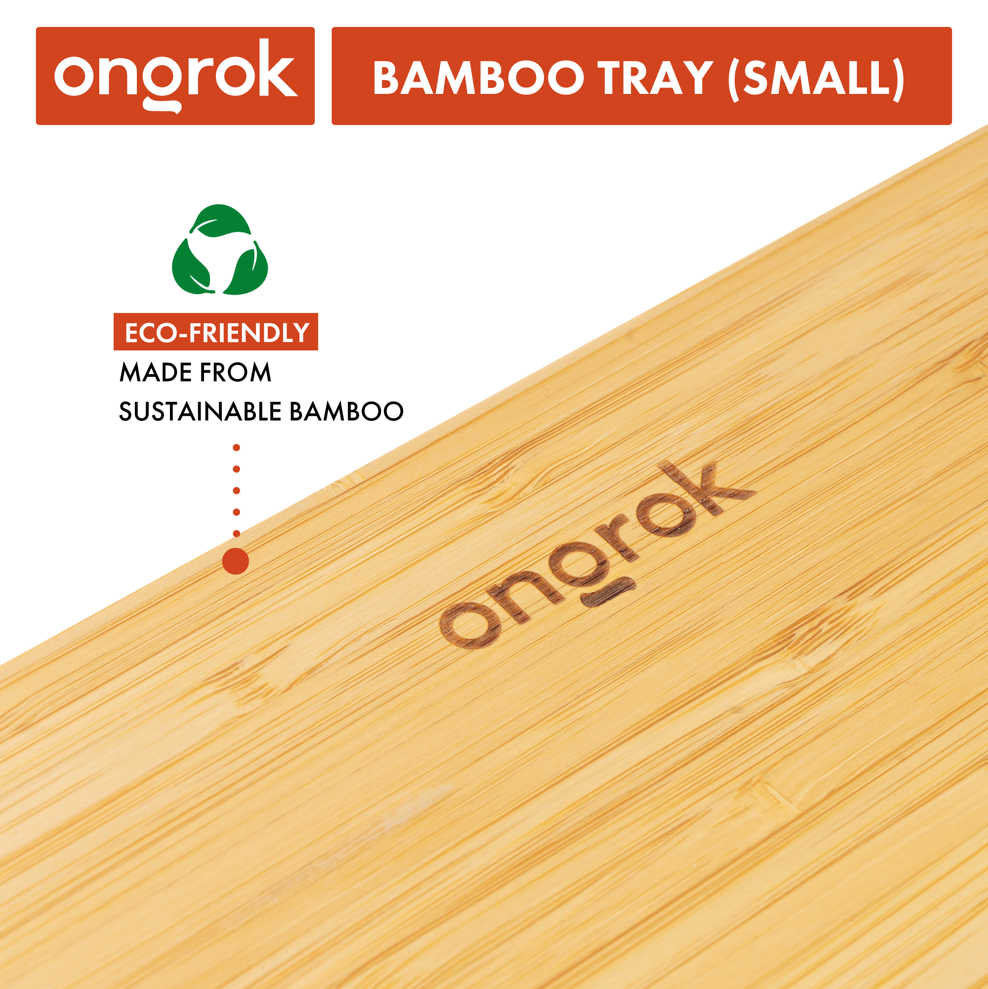 Ongrok Sustainable Small Wood Bamboo Tray 3