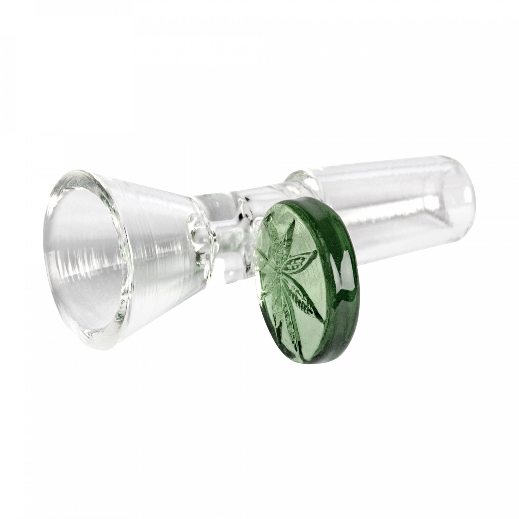 Glass-on-Glass Cone Pull-Out w/Leaf Stamped Handle- 14mm 2
