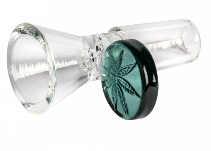 Glass-on-Glass Cone Pull-Out w/Leaf Stamped Handle- 14mm 3
