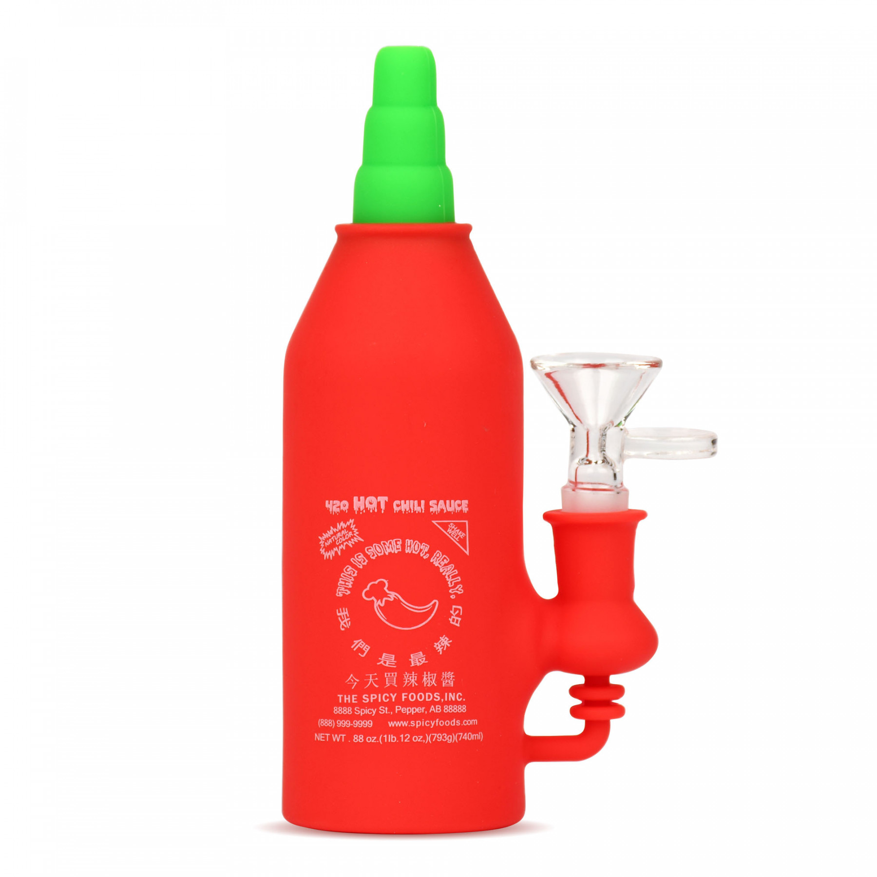LIT Silicone 6.5" Chilli Bottle Water Pipe W/Glass Pull-Out