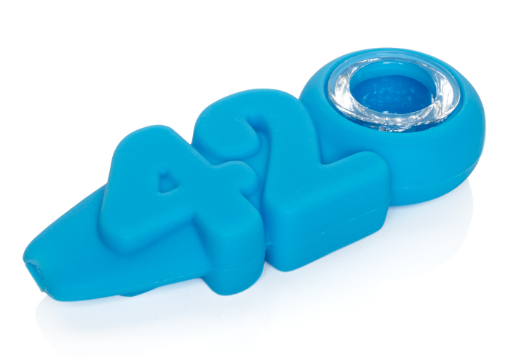 Lit Silicone Hand Pipe With Glass Bowl 420 4" 2
