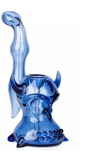 Red Eye Glass 7.5" Tall Demon Skull Bubbler